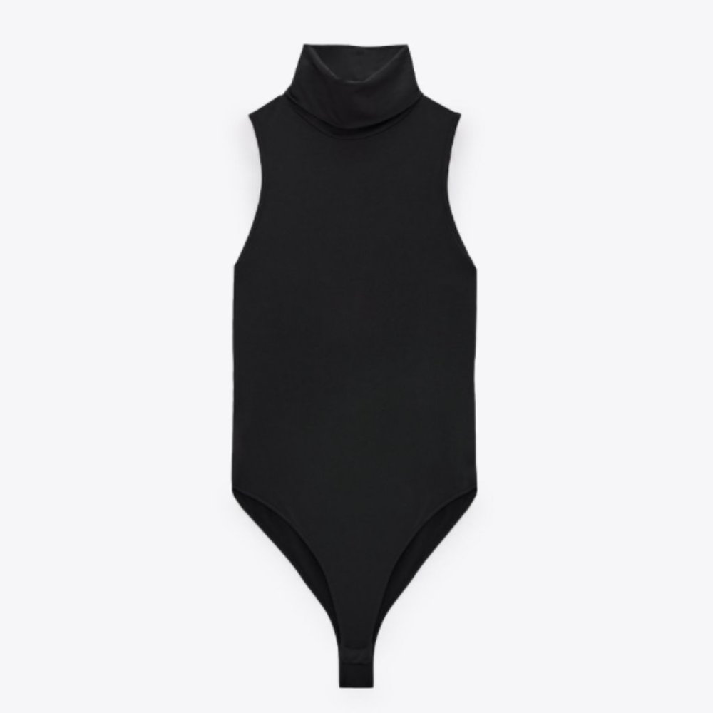 ZARA BLACK STRETCH SPANDEX TURTLENECK BODYSUIT
